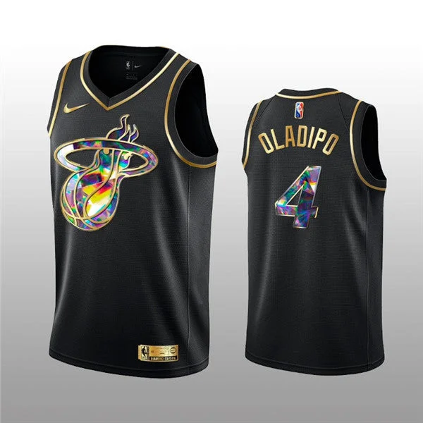 Men's Miami Heat #4 Victor Oladipo 2021/22 Black Golden Edition 75th Anniversary Diamond Logo Stitched Basketball Basketball Jersey