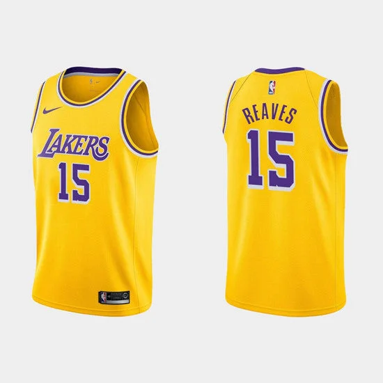 Men's Los Angeles Lakers #15 Austin Reaves Gold Stitched Basketball Jersey