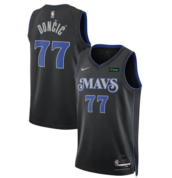 Men's Dallas Mavericks #77 Luka Doncic Black 2023/24 City Edition Stitched Basketball Basketball Jersey