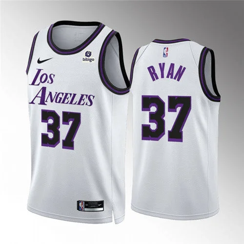 Men's Los Angeles Lakers #37 Matt Ryan White City Edition Stitched Basketball Basketball Jersey