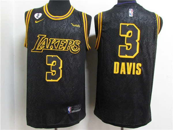 Men's Los Angeles Lakers #3 Anthony Davis 2020 Black City Edition With GiGi Patch Stitched Basketball Jersey