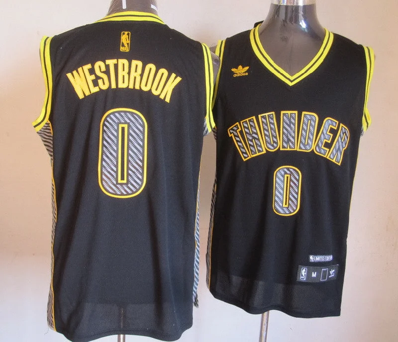 Thunder 0 Westbrook Black Fashion Basketball Jerseys