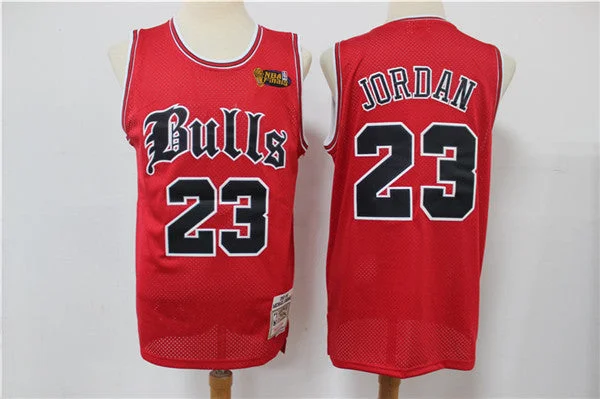 Men's Chicago Bulls #23 Michael Jordan Red Old English Faded Stitched Basketball Jersey