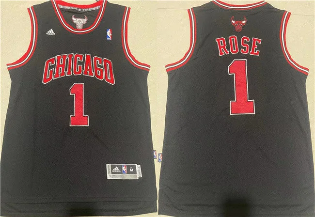 Men's Chicago Bulls #1 Derrick Rose Black Stitched Basketball Basketball Jersey