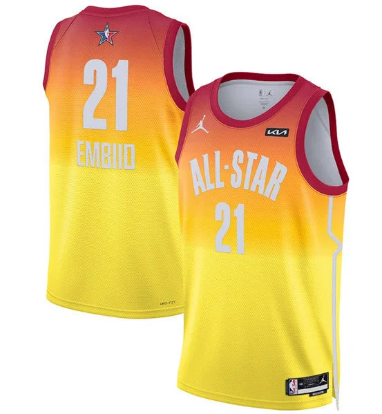 Men's 2023 All-Star #21 Joel Embiid Orange Game Swingman Stitched Basketball Basketball Jersey