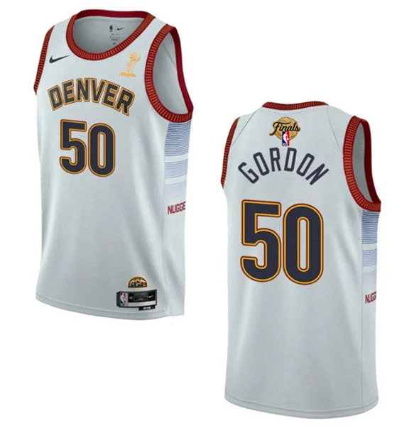 Men's Denver Nuggets #50 Aaron Gordon White 2023 Finals Champions Icon Edition Stitched Basketball Basketball Jersey