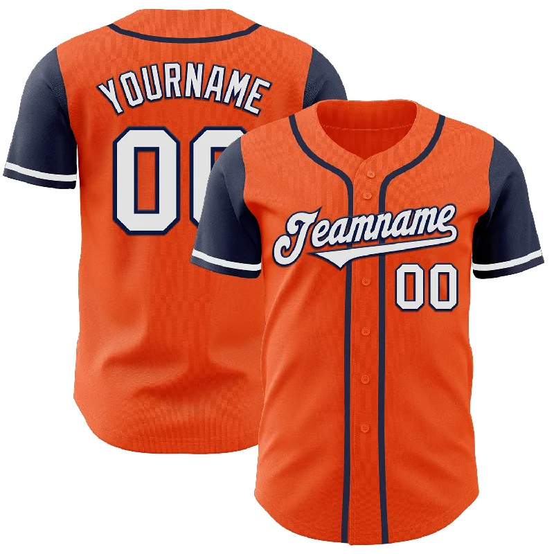 Custom Orange White-Navy Authentic Two Tone Baseball Jersey