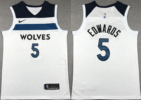 Men's Minnesota Timberwolves #5 Anthony Edwards White Association Edition Stitched Basketball Jersey