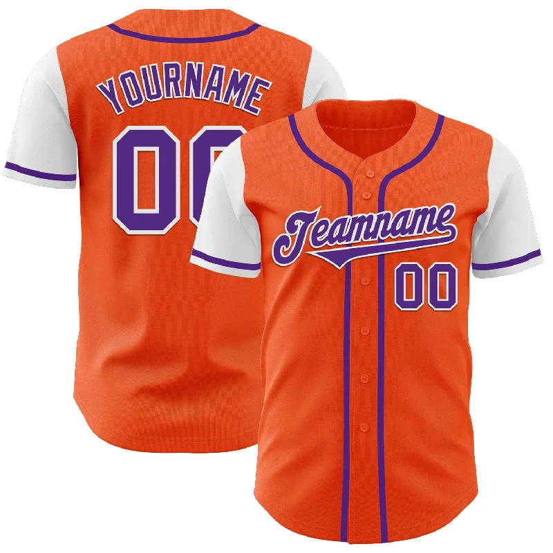 Custom Orange Purple-White Authentic Two Tone Baseball Jersey