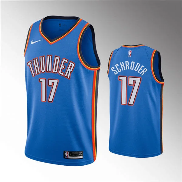 Men's Oklahoma City Thunder Blue #17 Dennis Schroder Stitched Basketball Jersey