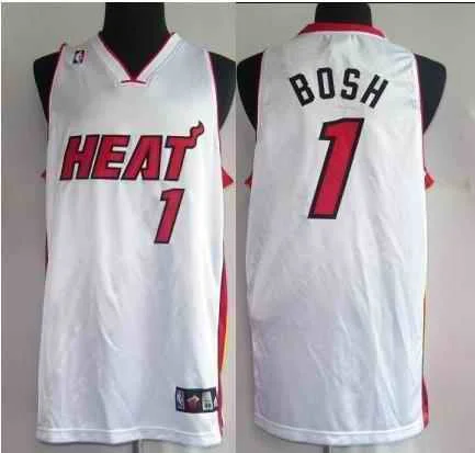 Heat 1 Bosh White Basketball Jerseys