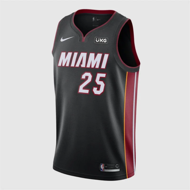 Men's Miami Heat #25 Jordan Mickey Black Stitched Basketball Jersey