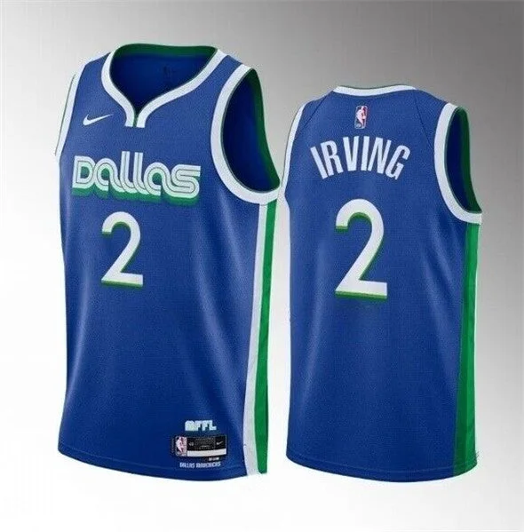 Men's Dallas Mavericks #2 Kyrie Irving Blue 2023/23 City Edition Stitched Basketball Basketball Jersey