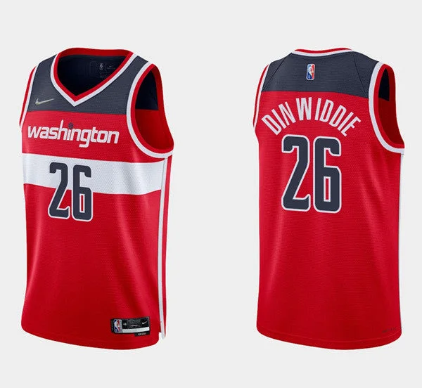 Men' Wizards #26 Spencer Dinwiddie Diamond Red Icon Basketball Stitched Basketball Jersey