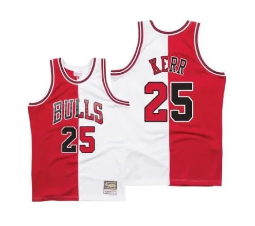 Men's Chicago Bulls #25 Steve Kerr White and Red Throwback Stitched Basketball Basketball Jersey