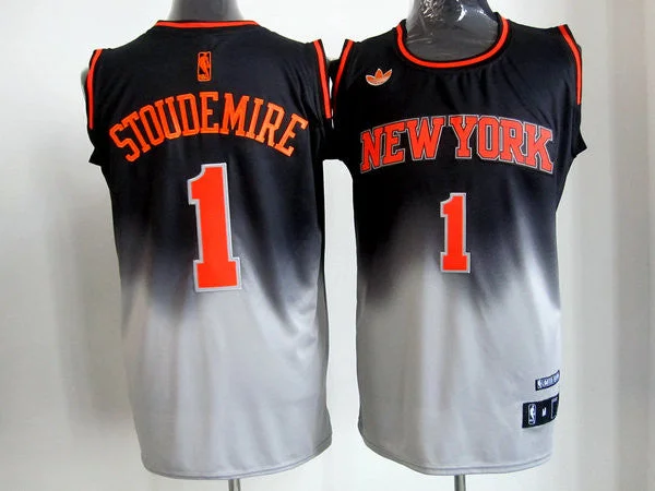 Knicks 1 Stoudemire Black&Grey Basketball Jerseys