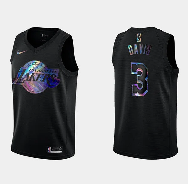 Lakers Anthony Davis #3 Iridescent 2021 HWC Limited Black Stitched Basketball Jersey