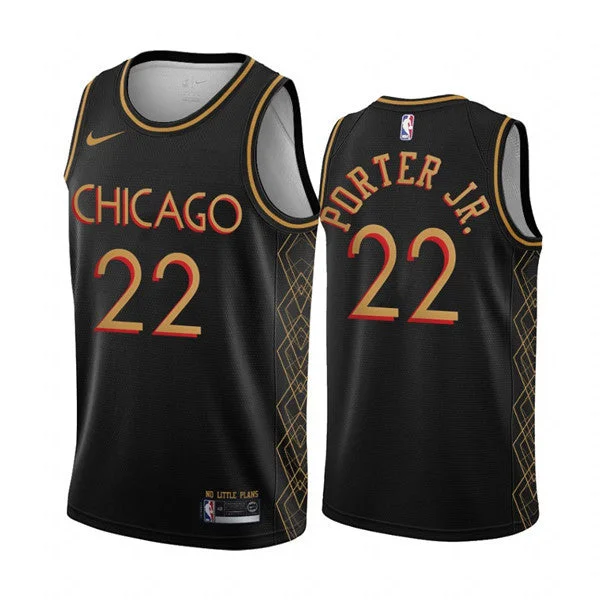 Men's Chicago Bulls #22 Otto Porter Jr. Black Motor City Edition 2020-21 No Little Plans Stitched Basketball Jersey