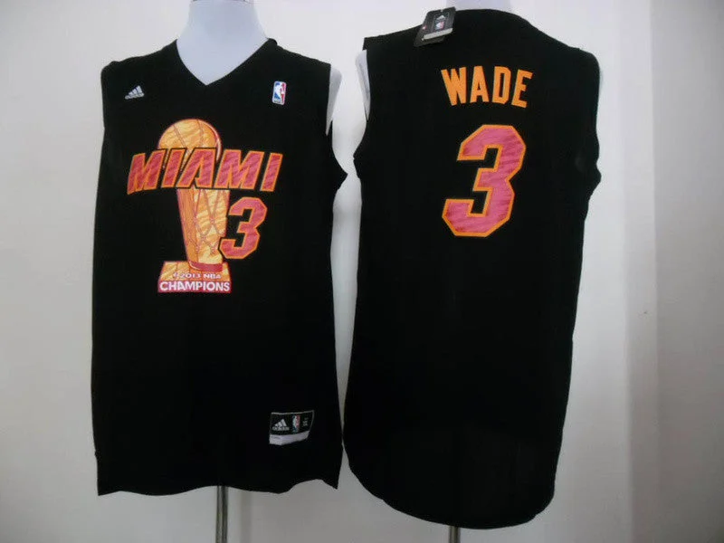 Heat 3 Wade Black 2013 Champions Basketball Jerseys