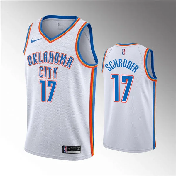 Men's Oklahoma City Thunder White #17 Dennis Schroder Stitched Basketball Jersey