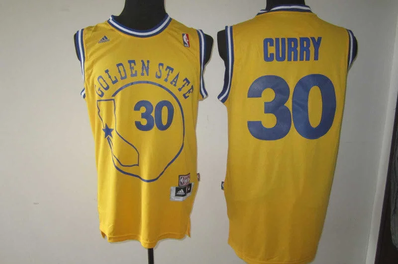 Warriors 30 Curry Yellow m&n Basketball Jerseys