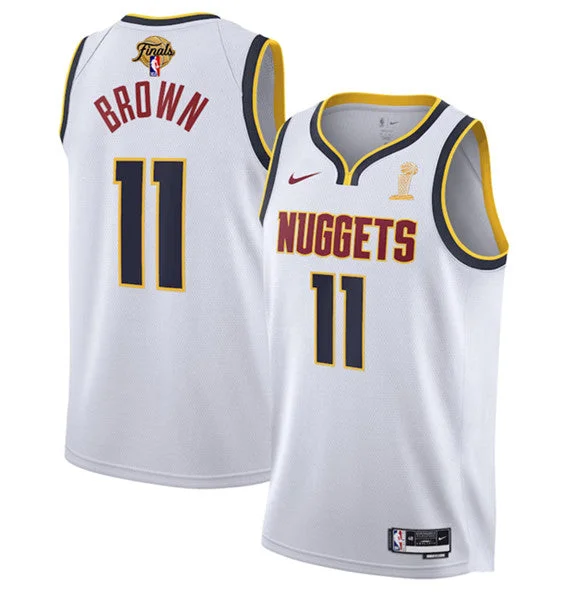 Men's Denver Nuggets #11 Bruce Brown White 2023 Finals Association Edition Stitched Basketball Basketball Jersey