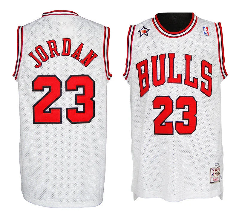 Bulls 23 Jordan White Mesh Basketball Jerseys