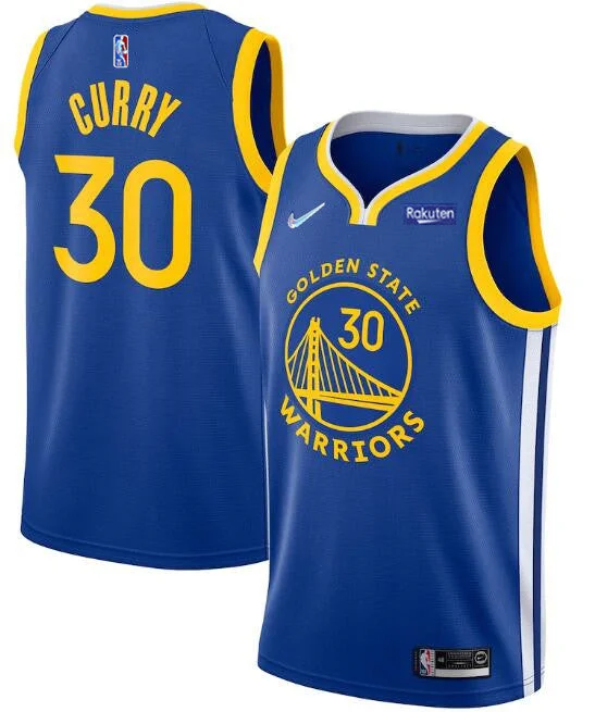 Men's Golden State Warriors #30 Stephen Curry 75th Anniversary Royal Stitched Basketball Basketball Jersey