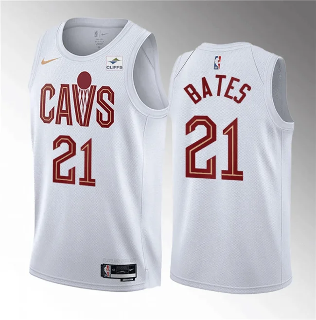 Men's Cleveland Cavaliers #21 Emoni Bates White 2023 Draft Association Edition Stitched Basketball Jersey