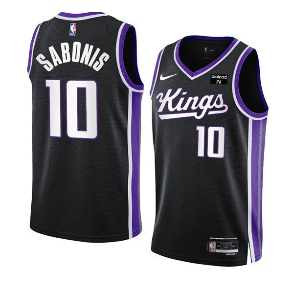 Men's Sacramento Kings #10 Domantas Sabonis Black 2023-24 Icon Edition Swingman Stitched Basketball Jersey