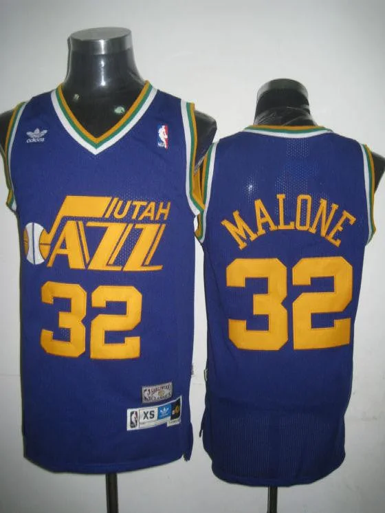 Jazz 32 Karl Malone Purple M&N Basketball Jersey