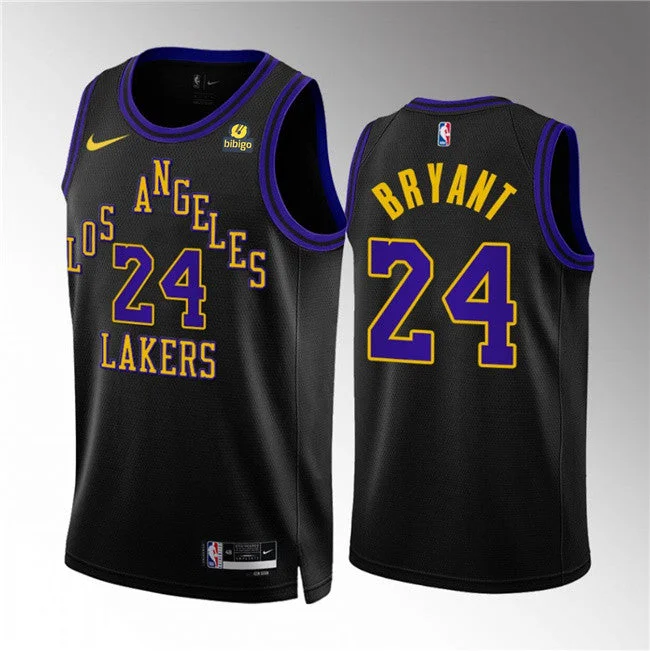 Men's Los Angeles Lakers #24 Kobe Bryant Black 2023/24 City Edition Stitched Basketball Basketball Jersey