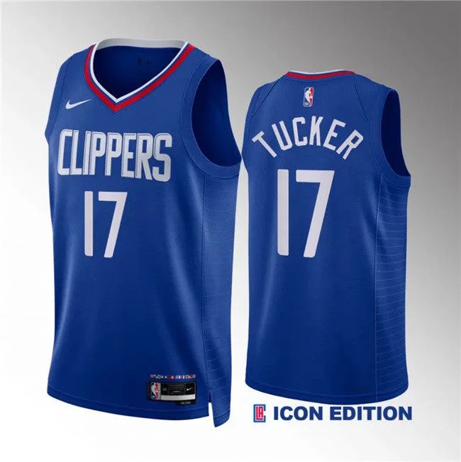 Men's Los Angeles Clippers #17 P.j. Tucker Blue Icon Edition Stitched Basketball Jersey