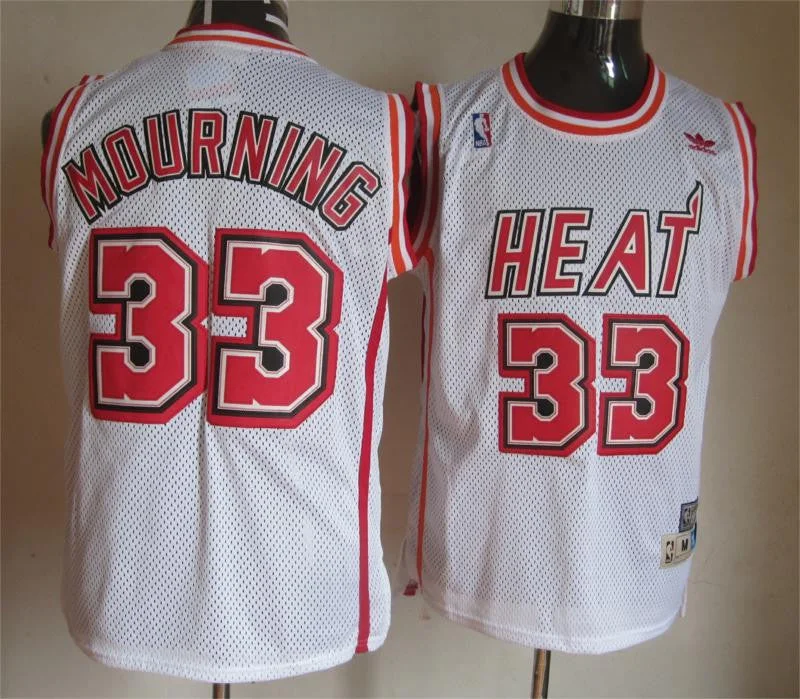 Heat 33 Mourning White Basketball Jerseys