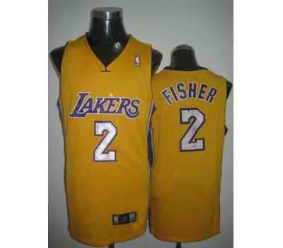 Lakers 2 Fisher Derek Yellow Basketball Jerseys