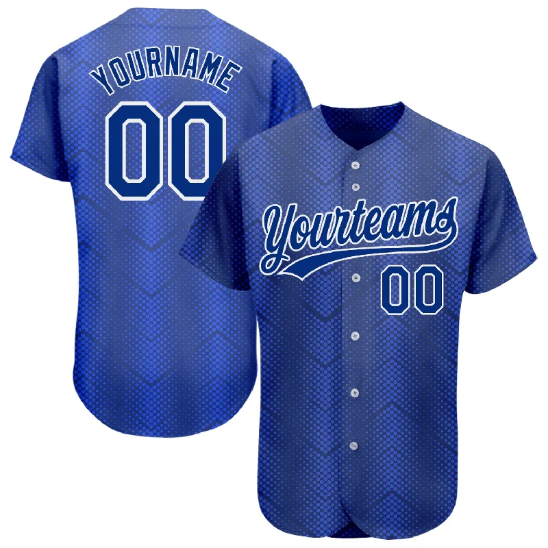 Custom Royal Royal-Navy 3D Pattern Design Authentic Baseball Jersey