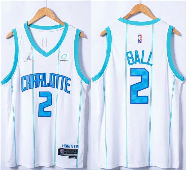 Men's Charlotte Hornets #2 LaMelo Ball White 75th Anniversary Stitched Basketball Jersey