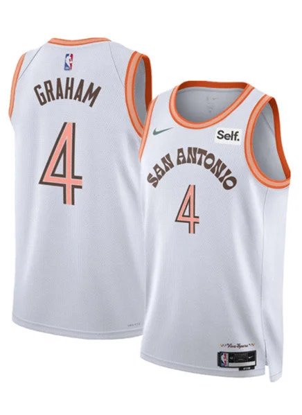 Men's San Antonio Spurs #4 Devonte' Graham White 2023/24 City Edition Stitched Basketball Basketball Jersey