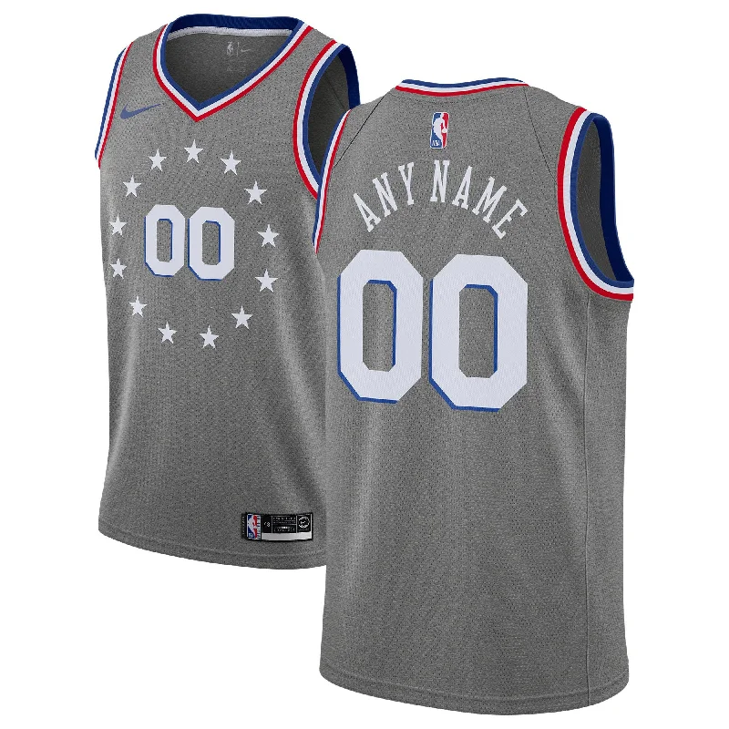 Philadelphia 76ers Charcoal Men's Customized Swingman Basketball Jersey