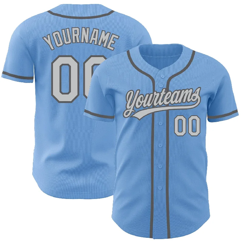 Custom Light Blue Gray-Steel Gray Authentic Baseball Jersey