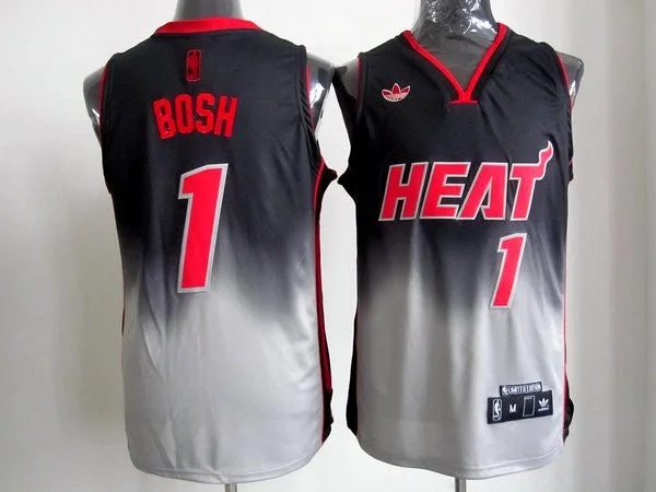 Heats 1 Bosh Black&Grey Basketball Jerseys