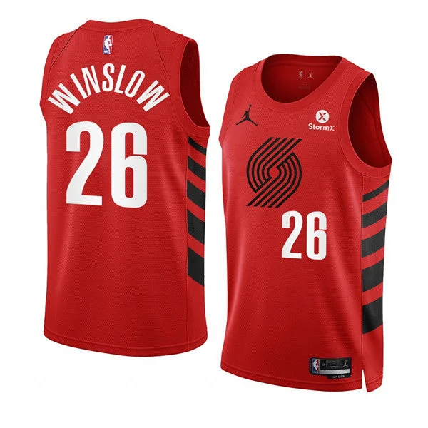 Men's Portland Trail Blazers #26 Justise Winslow 2022/23 Red Statement Edition Swingman Stitched Basketball Basketball Jersey