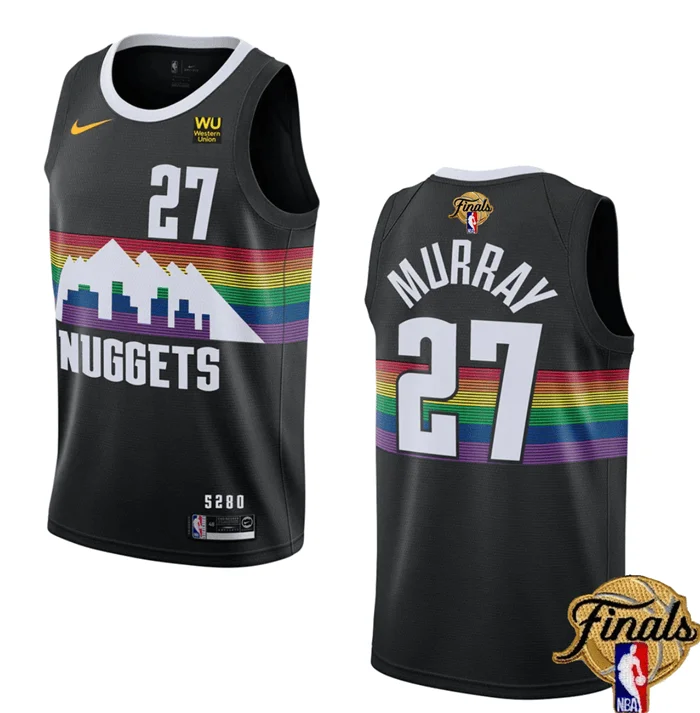 Men's Denver Nuggets #27 Jamal Murray Black 2023 Finals City Edition Stitched Basketball Basketball Jersey