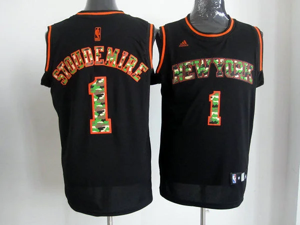 Knicks 1 Stoudemire Black Camo number Basketball Jerseys