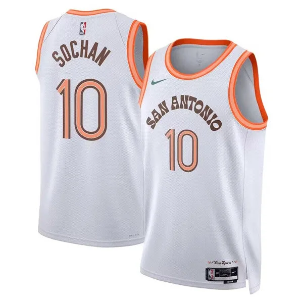 Men's San Antonio Spurs #10 Jeremy Sochan White 2023/24 City Edition Stitched Basketball Basketball Jersey