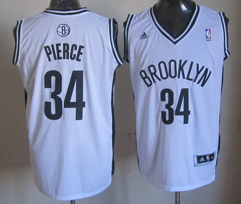 Nets 34 Pierce White Basketball Jerseys