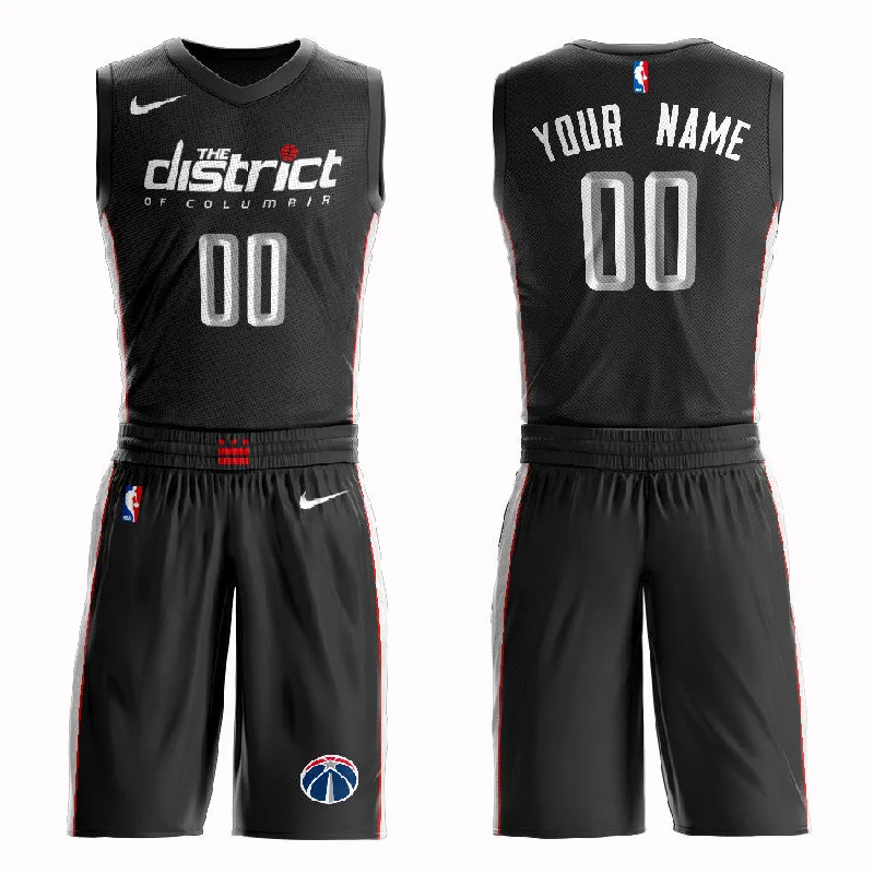 Wizards Black 2018-19 City Edition Men's Customized Swingman Basketball Jersey(With Shorts)