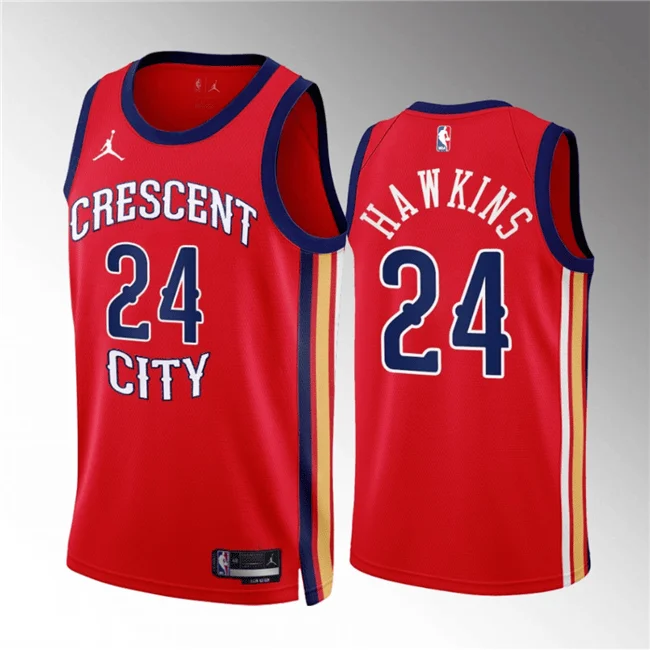 Men's New Orleans Pelicans #24 Jordan Hawkins Red 2022/23 Statement Edition Stitched Basketball Basketball Jersey