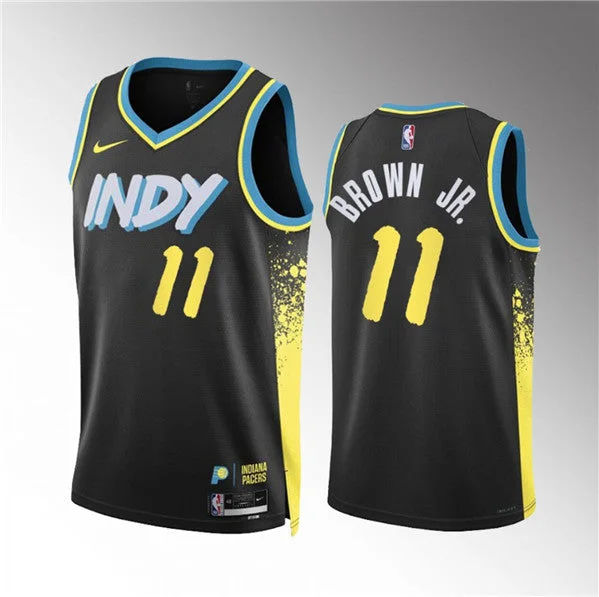 Men's Indiana Pacers #11 Bruce Brown Jr. Black 2023/24 City Edition Stitched Basketball Basketball Jersey