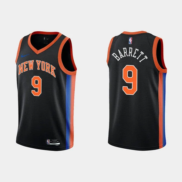 Men's New York Knicks #9 RJ  Black City Edition Stitched Basketball Basketball Jersey